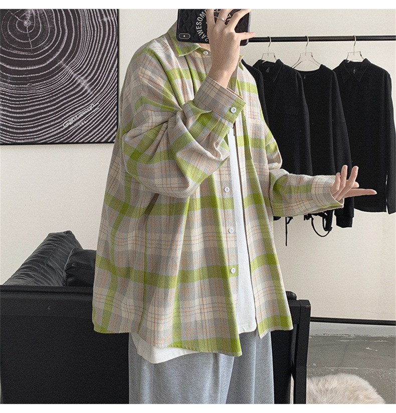 休闲格子衬衫男士