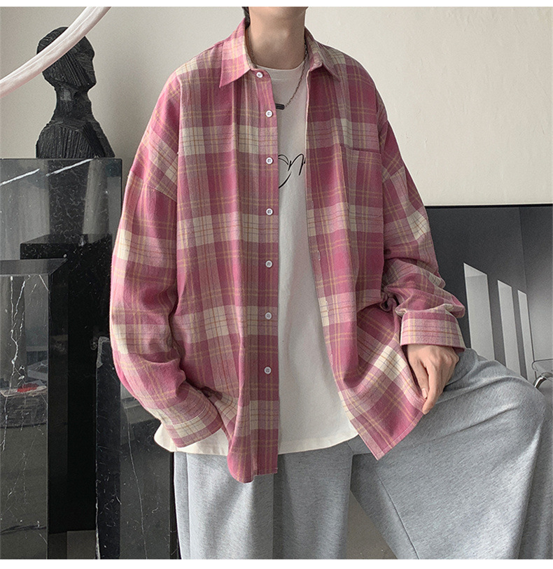 休闲格子衬衫男士