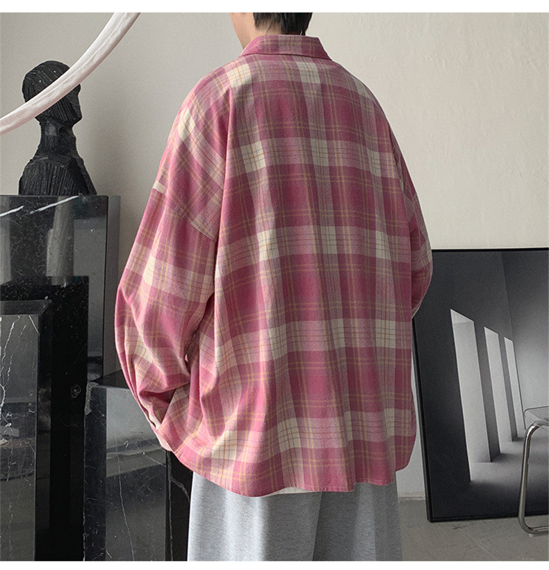 休闲格子衬衫男士