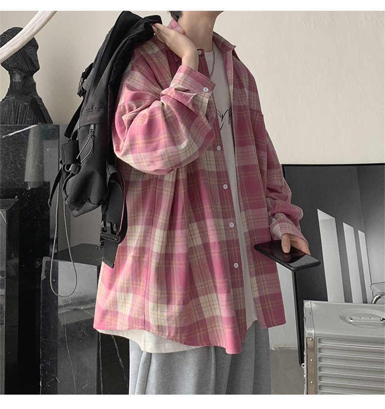 休闲格子衬衫男士
