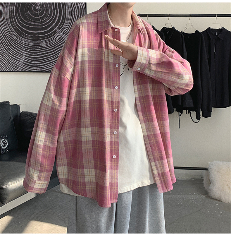 休闲格子衬衫男士