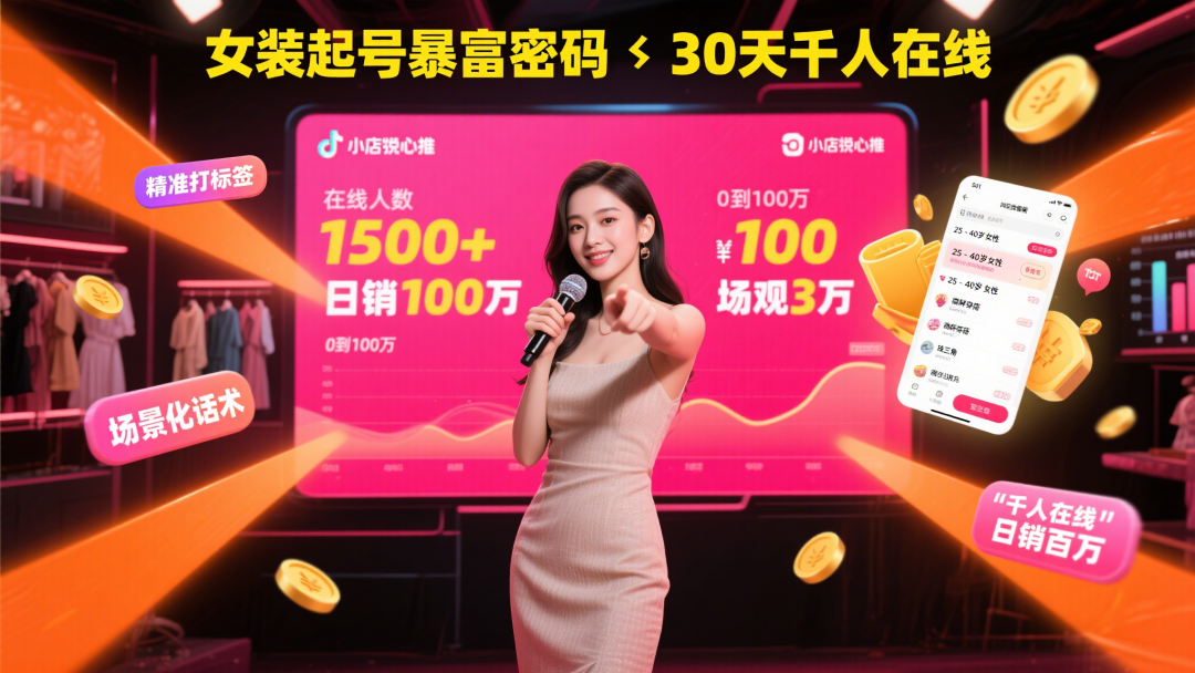从 0 到日销 100 万！女装直播间暴富实录：小店随心推全流程拆解（附 ROI 提升 5 倍案例）